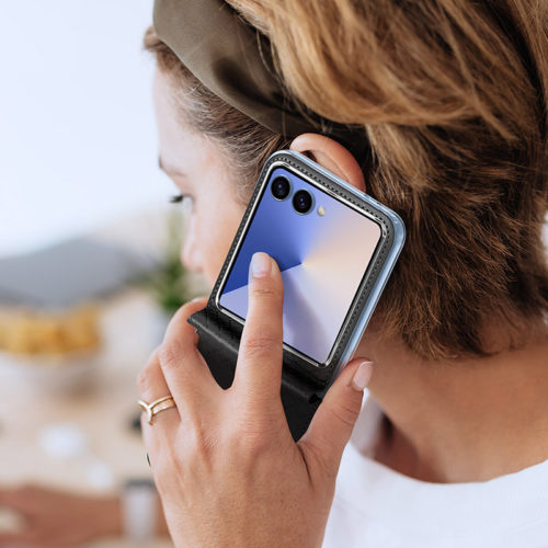 Оригинален кожен калъф за Samsung Galaxy Z Flip 7 черен телефон