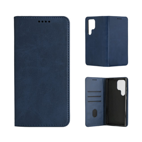 Кожен калъф с магнитен капак за Samsung Galaxy A17 син