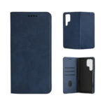 Кожен калъф с магнитен капак за Samsung Galaxy S20 FE син