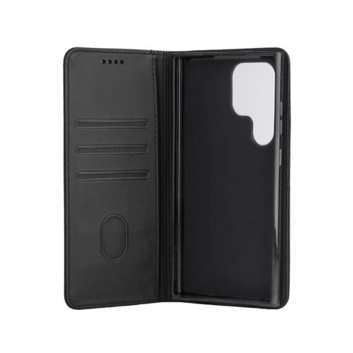 Кожен калъф с магнитен капак за Samsung Galaxy S20 FE черен джобове