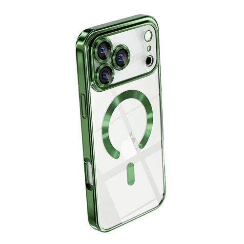 Луксозен прозрачен калъф за iPhone 17 Pro Max зелен