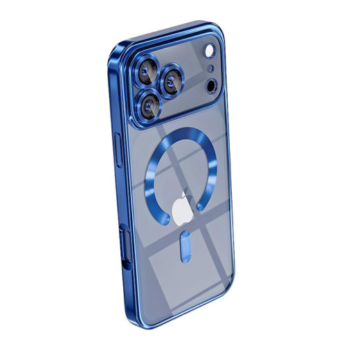 Луксозен прозрачен калъф за iPhone 17 Pro Max син