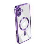 Луксозен прозрачен калъф за iPhone 17 лилав
