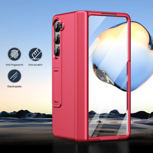 Калъф със защита на пантите за Samsung Galaxy Z Fold 5 червен защитно покритие