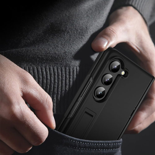 Калъф със защита на пантите за Samsung Galaxy Z Fold 5 черен тънък профил