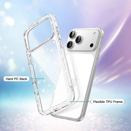 Прозрачен бляскав калъф за iPhone 17 Pro Max твърд гръб