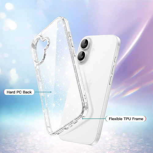 Прозрачен бляскав калъф за iPhone 17 твърд гръб