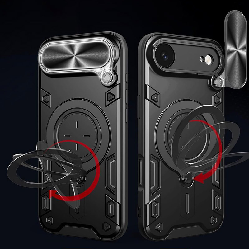 Удароустойчив калъф с пръстен за iPhone 17 Air въртящ се пръстен