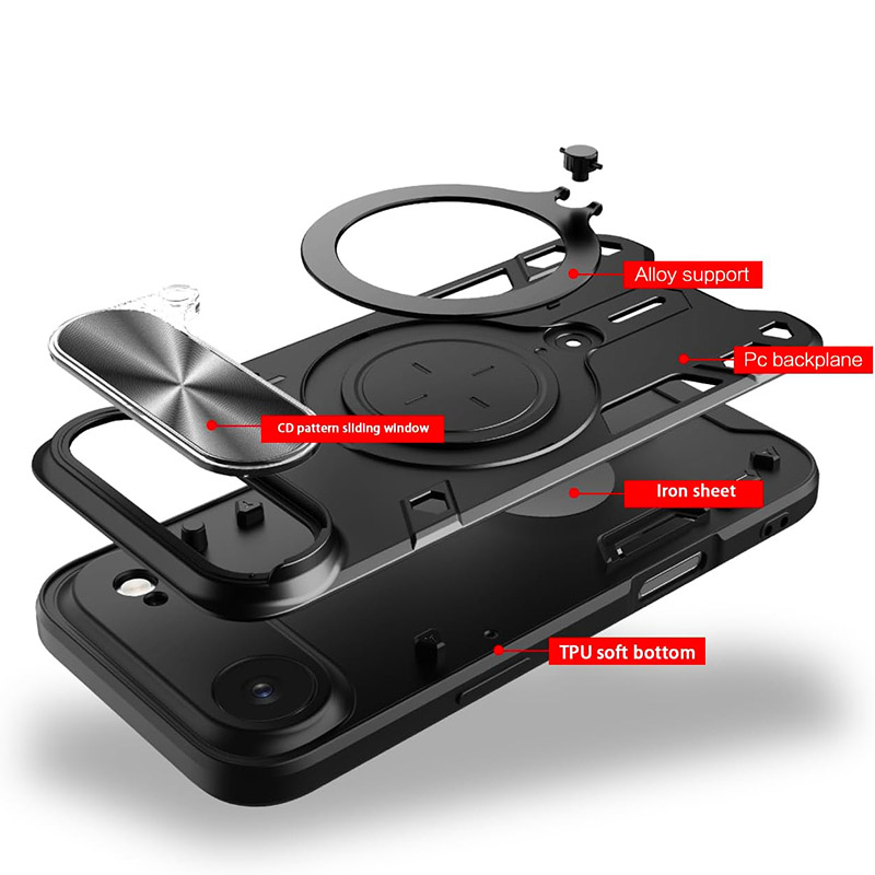 Удароустойчив калъф с пръстен за iPhone 17 Air устройство