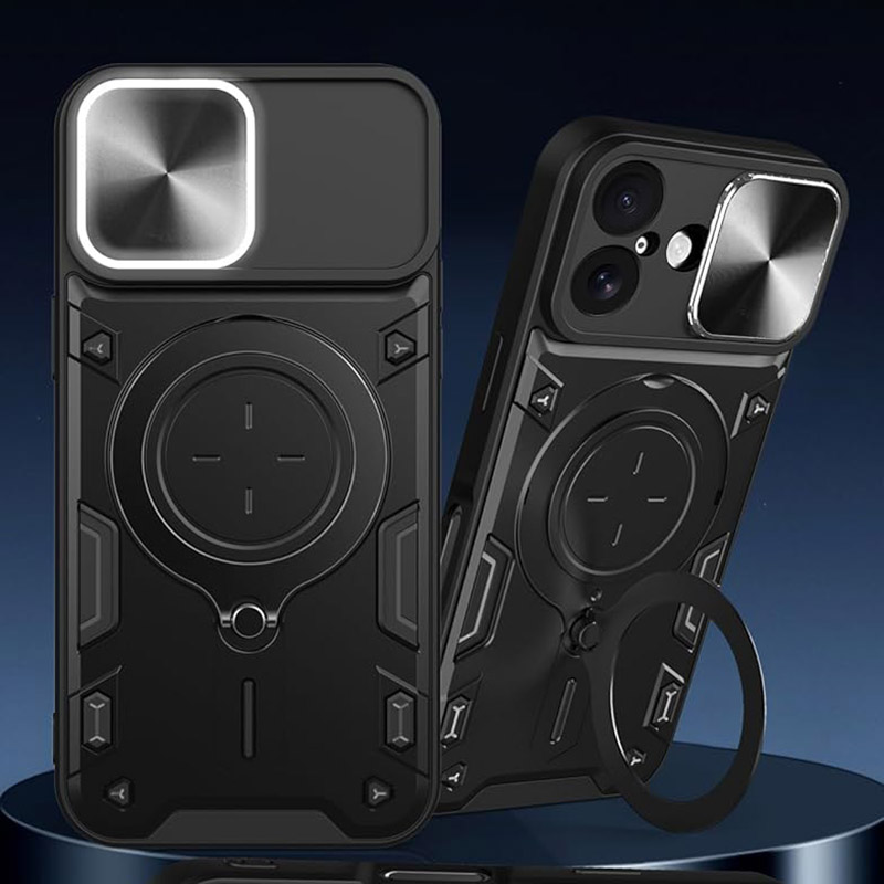 Удароустойчив калъф с пръстен за iPhone 17 стойка