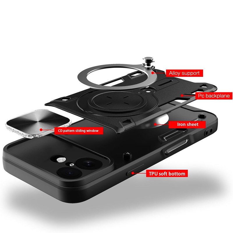 Удароустойчив калъф с пръстен за iPhone 17 устройство