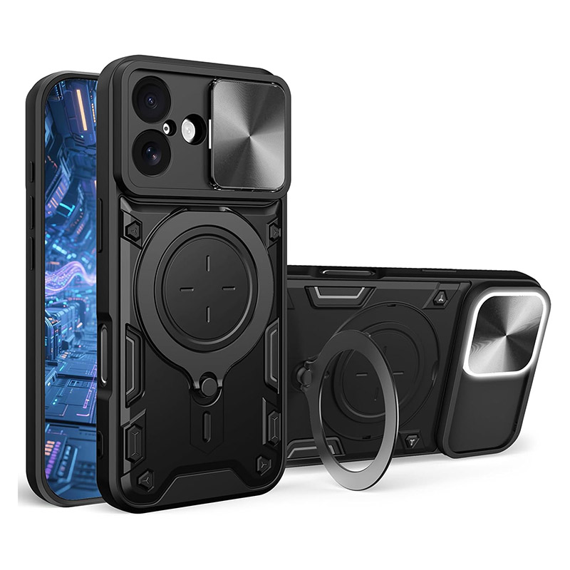 Удароустойчив калъф с пръстен за iPhone 17