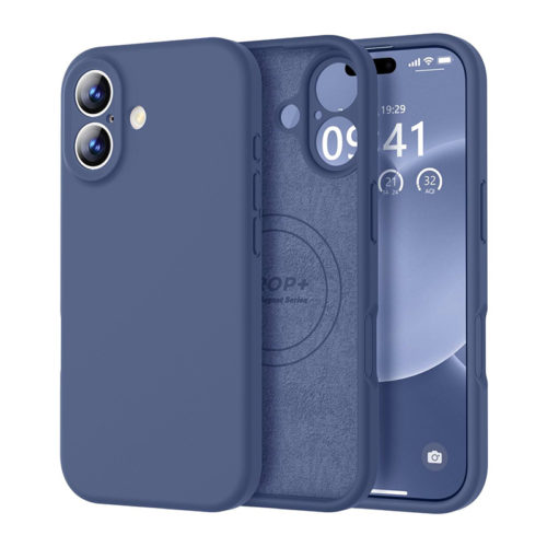 Качествен силиконов калъф за iPhone 17 син