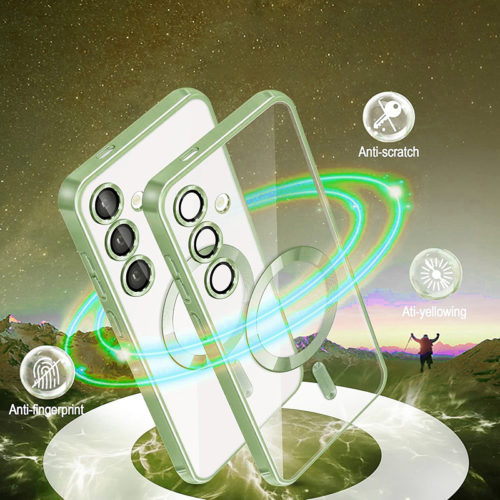 Луксозен калъф с Magsafe за Samsung Galaxy S25 Plus зелен против отпечатъци