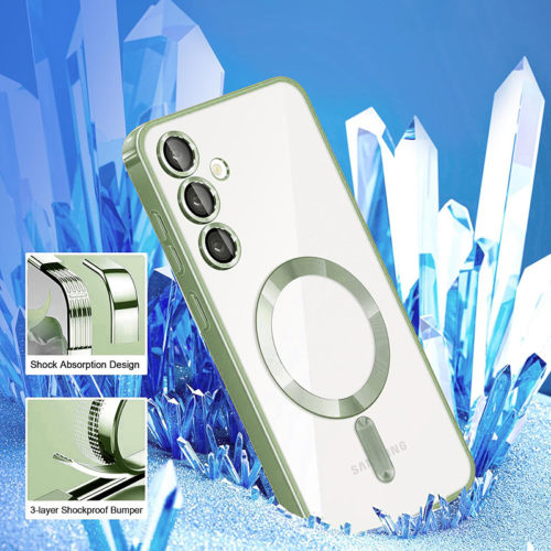 Луксозен калъф с Magsafe за Samsung Galaxy S25 Plus зелен удароустойчив