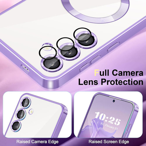 Луксозен калъф с Magsafe за Samsung Galaxy S25 Plus лилав защита камера