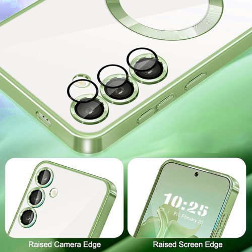 Луксозен калъф с Magsafe за Samsung Galaxy S25 Ultra зелен защита камера