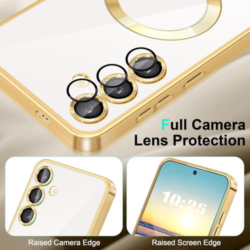 Луксозен калъф с Magsafe за Samsung Galaxy S25 Ultra златен защита камера