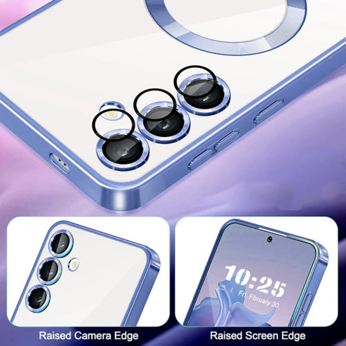 Луксозен калъф с Magsafe за Samsung Galaxy S25 Ultra син защита камера