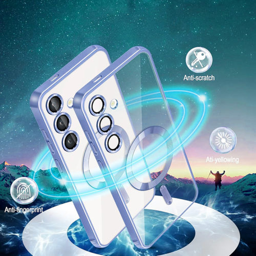 Луксозен калъф с Magsafe за Samsung Galaxy S25 Ultra син против отпечатъци