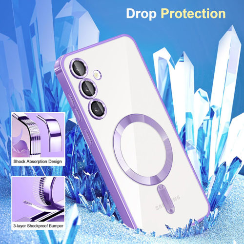 Луксозен калъф с Magsafe за Samsung Galaxy S25 лилав удароустойчив