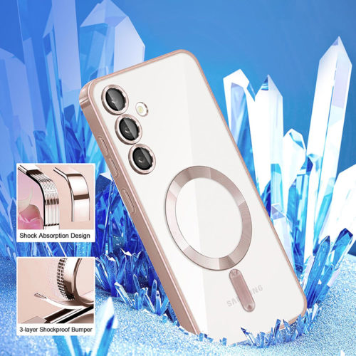 Луксозен калъф с Magsafe за Samsung Galaxy S25 розов удароустойчив