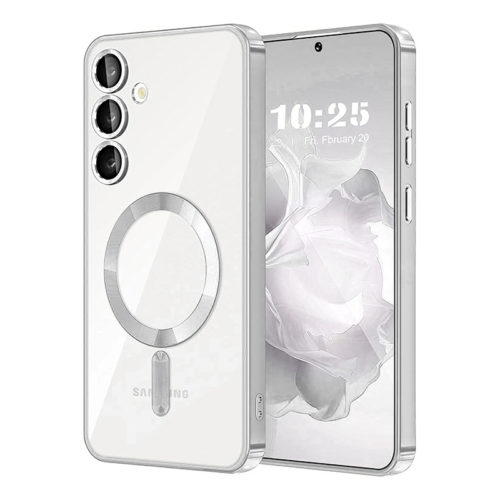 Луксозен калъф с Magsafe за Samsung Galaxy S25 сребърен