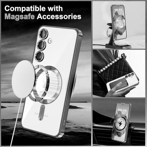 Луксозен калъф с Magsafe за Samsung Galaxy S25 черен безжично зареждане