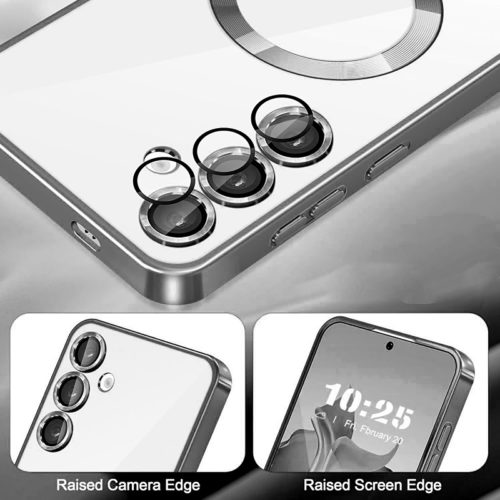 Луксозен калъф с Magsafe за Samsung Galaxy S25 черен защита камера