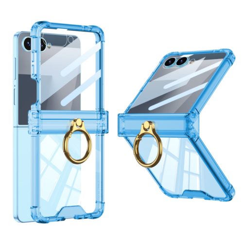 Луксозен калъф с пръстен за Samsung Galaxy Z Flip 7 син