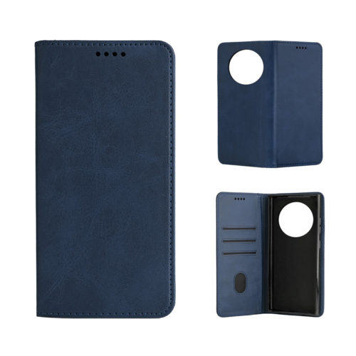 Кожен калъф с магнитен капак за Honor Magic 6 Lite син