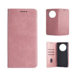 Кожен калъф с магнитен капак за Honor Magic 7 Lite розов