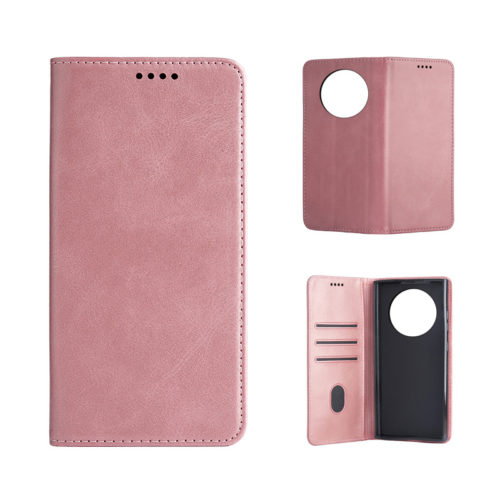 Кожен калъф с магнитен капак за Honor Magic 7 Lite розов