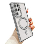 Луксозен калъф с кристали за Samsung Galaxy S25 сребърен