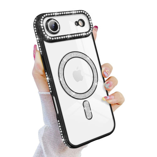 Луксозен калъф с кристали за iPhone 17 Air черен