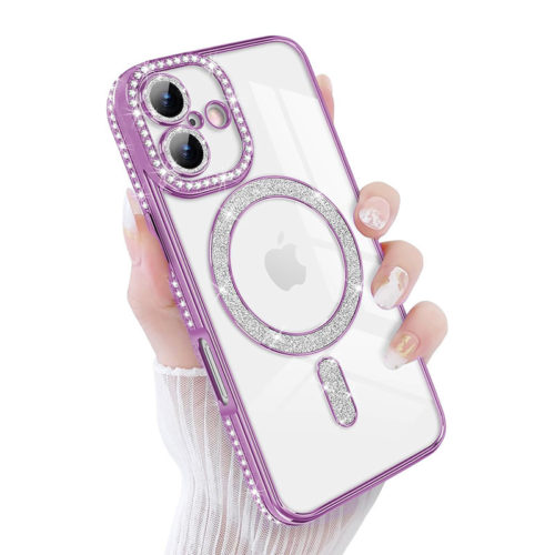 Луксозен калъф с кристали за iPhone 17 лилав