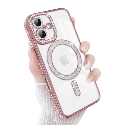 Луксозен калъф с кристали за iPhone 17 розов