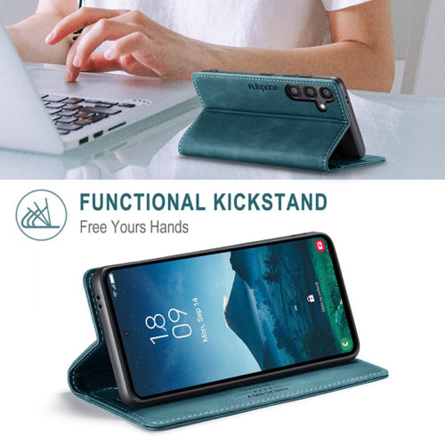 Оригинален кожен калъф за Samsung Galaxy A17 син 19