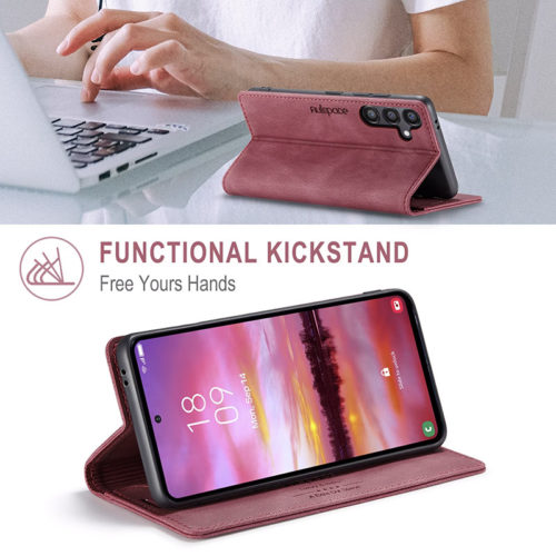 Оригинален кожен калъф за Samsung Galaxy A17 червен 18