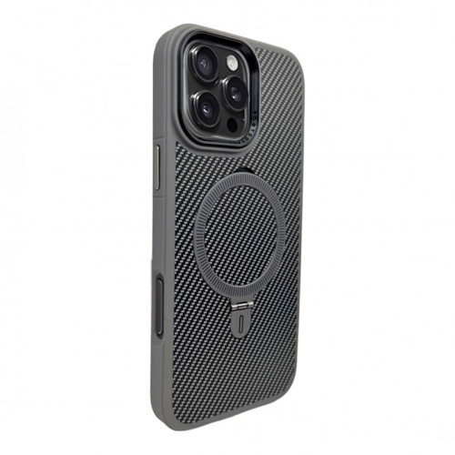 Премиум карбонов калъф за iPhone 14 Pro сив бутони