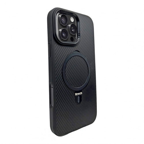 Премиум карбонов калъф за iPhone 15 Pro Max черен бутони