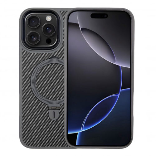 Премиум карбонов калъф за iPhone 16 Pro сив