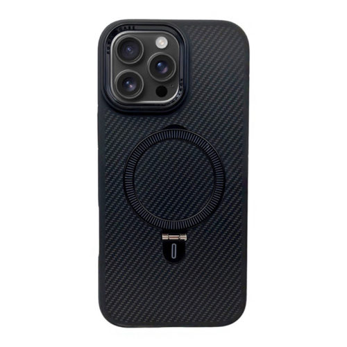 Премиум карбонов калъф за iPhone 16 Pro черен гръб