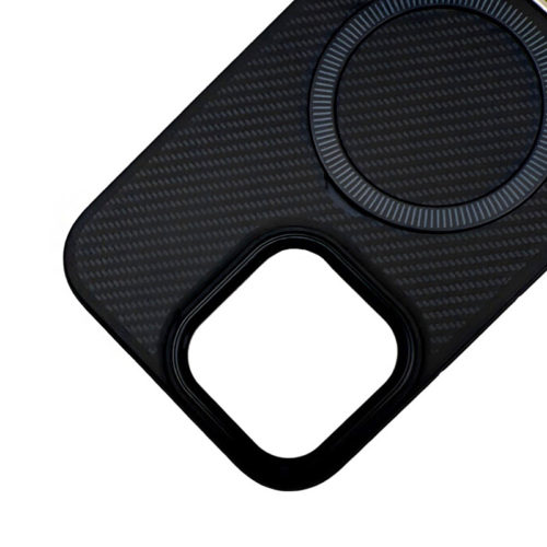 Премиум карбонов калъф за iPhone 16 Pro черен защита камера