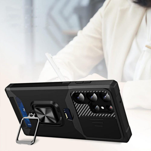 Удароустойчив калъф с държач за карти за Samsung Galaxy A54 стойка