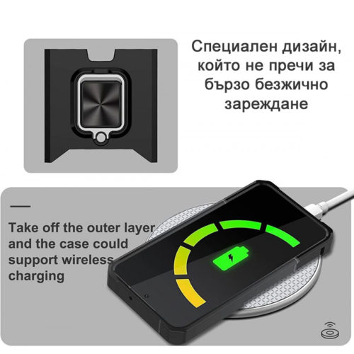 Удароустойчив калъф с държач за карти за Samsung Galaxy S25 Ultra безжично зареждане