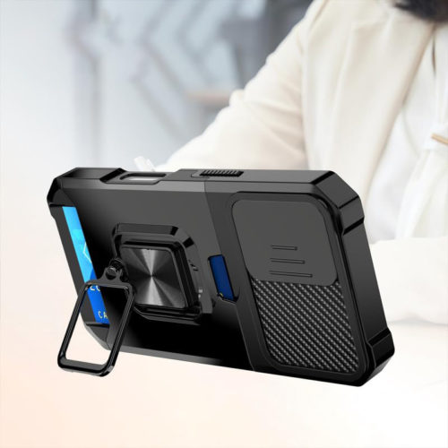 Удароустойчив калъф с държач за карти за iPhone 17 стойка