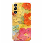 Калъф с цветя и камъни за Samsung Galaxy A14 оранжев