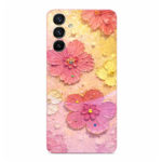 Калъф с цветя и камъни за Samsung Galaxy A54 розов