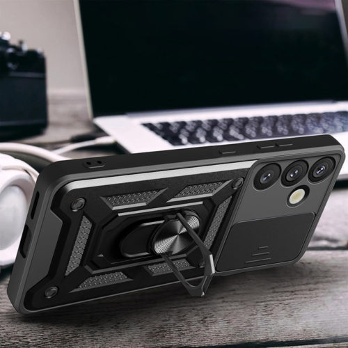 Удароустойчив калъф с пръстен за Samsung Galaxy S26 Plus лилав стойка